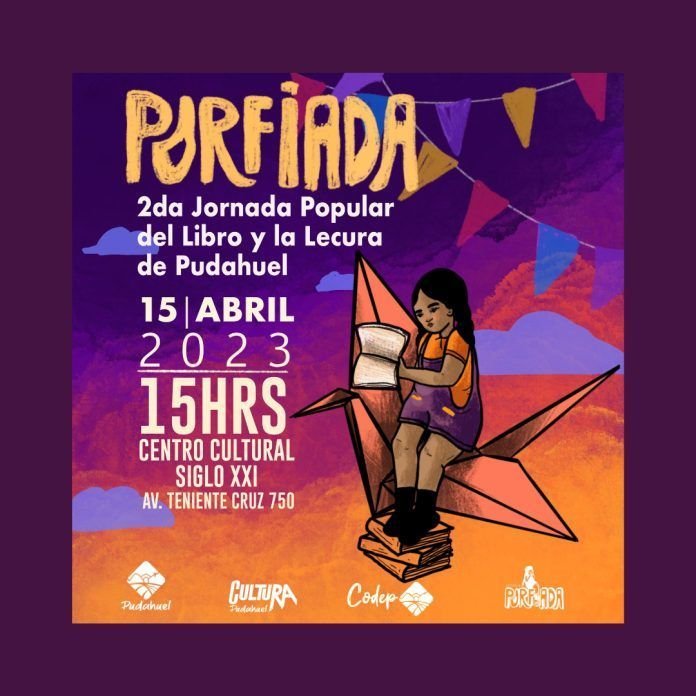 La Municipalidad de Pudahuel, encabezada por su Alcalde Ítalo Bravo Lizana, invita sus vecinos y vecinas a participar en Feria Porfiada: 2da Jornada Popular del Libro y la Lectura de Pudahuel, que se llevará a cabo este sábado 15 de abril, desde las 15:00 hrs., en el Centro Cultural Siglo XXI, ubicado en la calle Teniente Cruz #750 de esa comuna. Este evento gratuito tiene como objetivo fomentar la lectura y la cultura en la comuna, generando espacios de encuentro e intercambio para toda la población. Durante la jornada, se realizarán diversas actividades, tales como conversatorios, talleres, música en vivo, y un espacio literario para la niñez en el que participarán las bibliotecas públicas de Pudahuel. La Municipalidad de Pudahuel, encabezada por su Alcalde Ítalo Bravo Lizana, invita sus vecinos y vecinas a participar en Feria Porfiada: 2da Jornada Popular del Libro y la Lectura de Pudahuel, que se llevará a cabo este sábado 15 de abril, desde las 15:00 hrs., en el Centro Cultural Siglo XXI, ubicado en la calle Teniente Cruz #750 de esa comuna. Este evento gratuito tiene como objetivo fomentar la lectura y la cultura en la comuna, generando espacios de encuentro e intercambio para toda la población. Durante la jornada, se realizarán diversas actividades, tales como conversatorios, talleres, música en vivo, y un espacio literario para la niñez en el que participarán las bibliotecas públicas de Pudahuel.